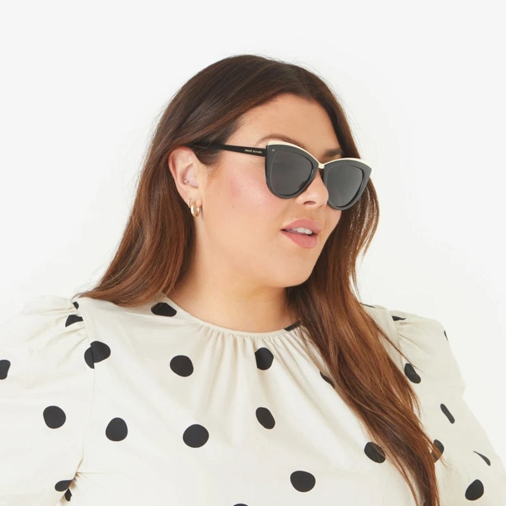 Prive Revaux Juliette sunglasses black with gold trim cat eye polarized